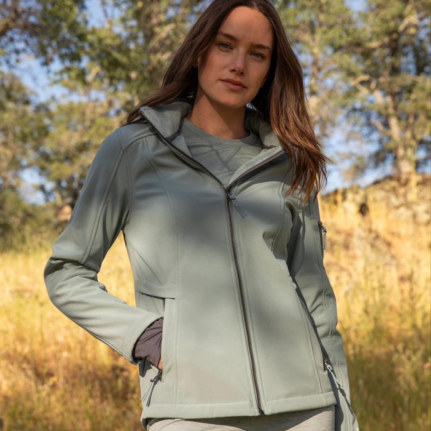 Free Country Women's Aeris II Super Softshell Jacket in Silver Chip