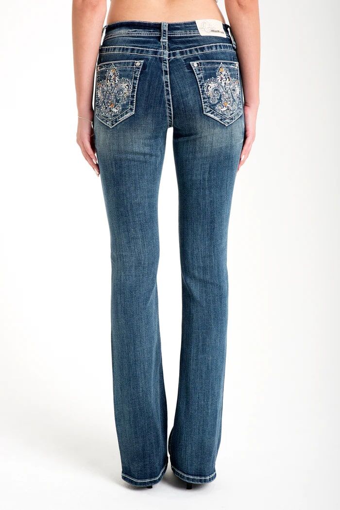 Grace in LA Women's Flu Dee Lee Embellished Mid Rise Bootcut Jeans