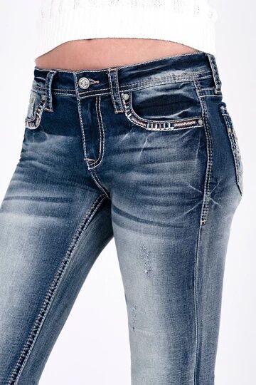 Grace In LA Women's Dream Catcher Modify Mid Rise Bootcut Jean