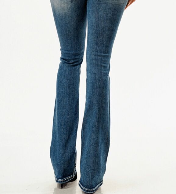 Grace In LA Women's Aztec Cross Bronco Easy Fit Mid Rise Bootcut Jeans