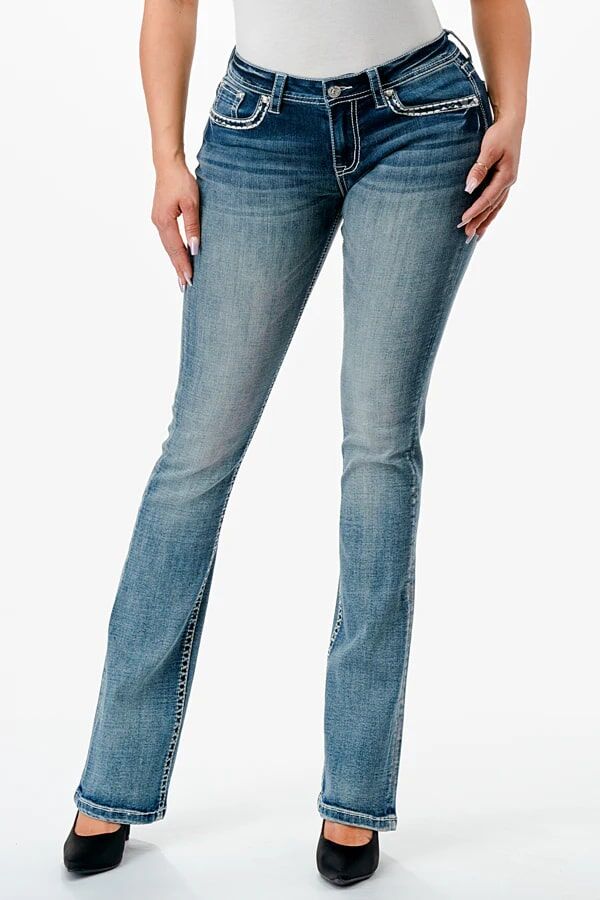 Grace in LA Women's Cross Cactus Embellished Jeans