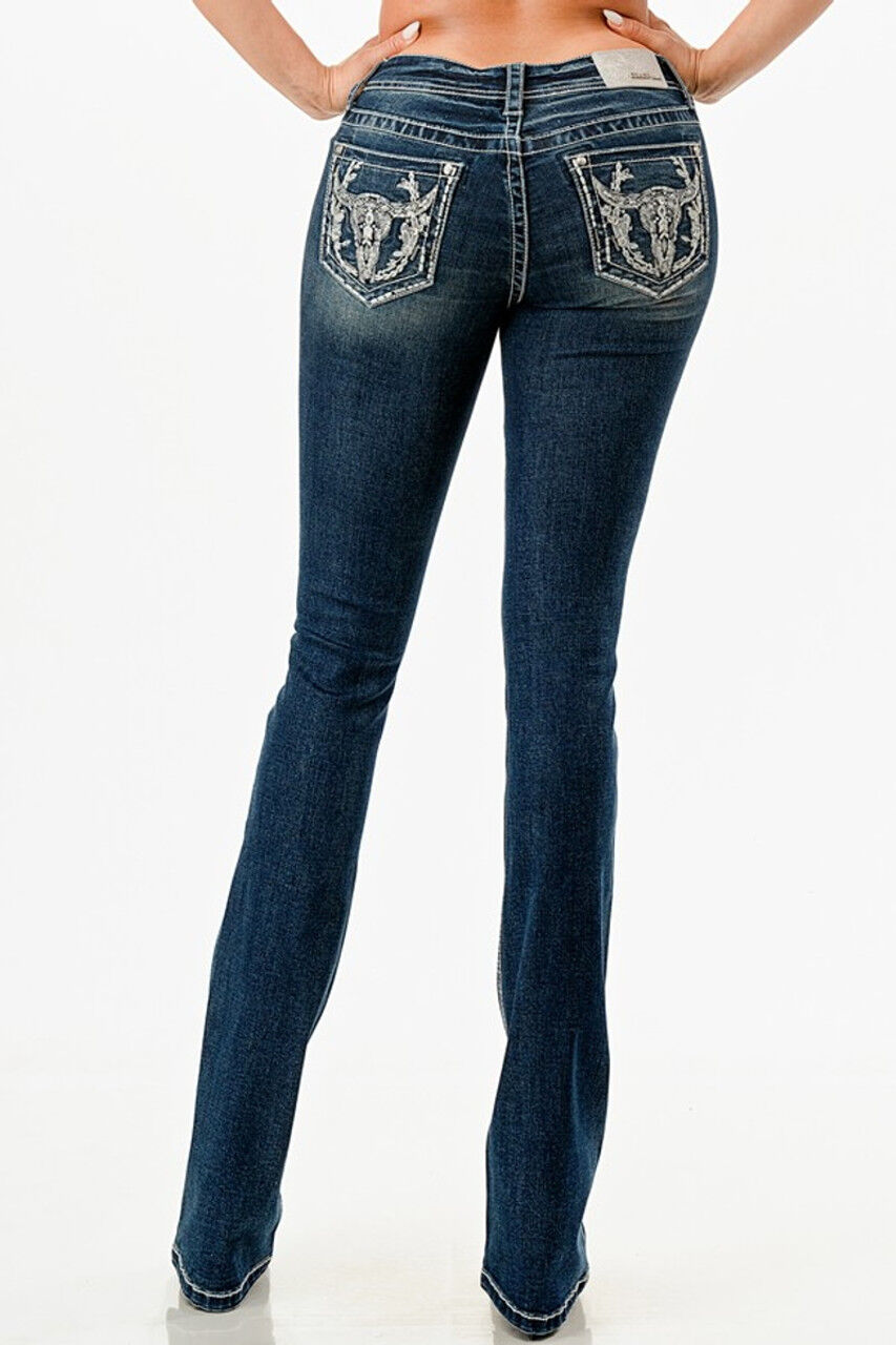 Grace In LA Women's Aztec Longhorn Bootcut Jeans