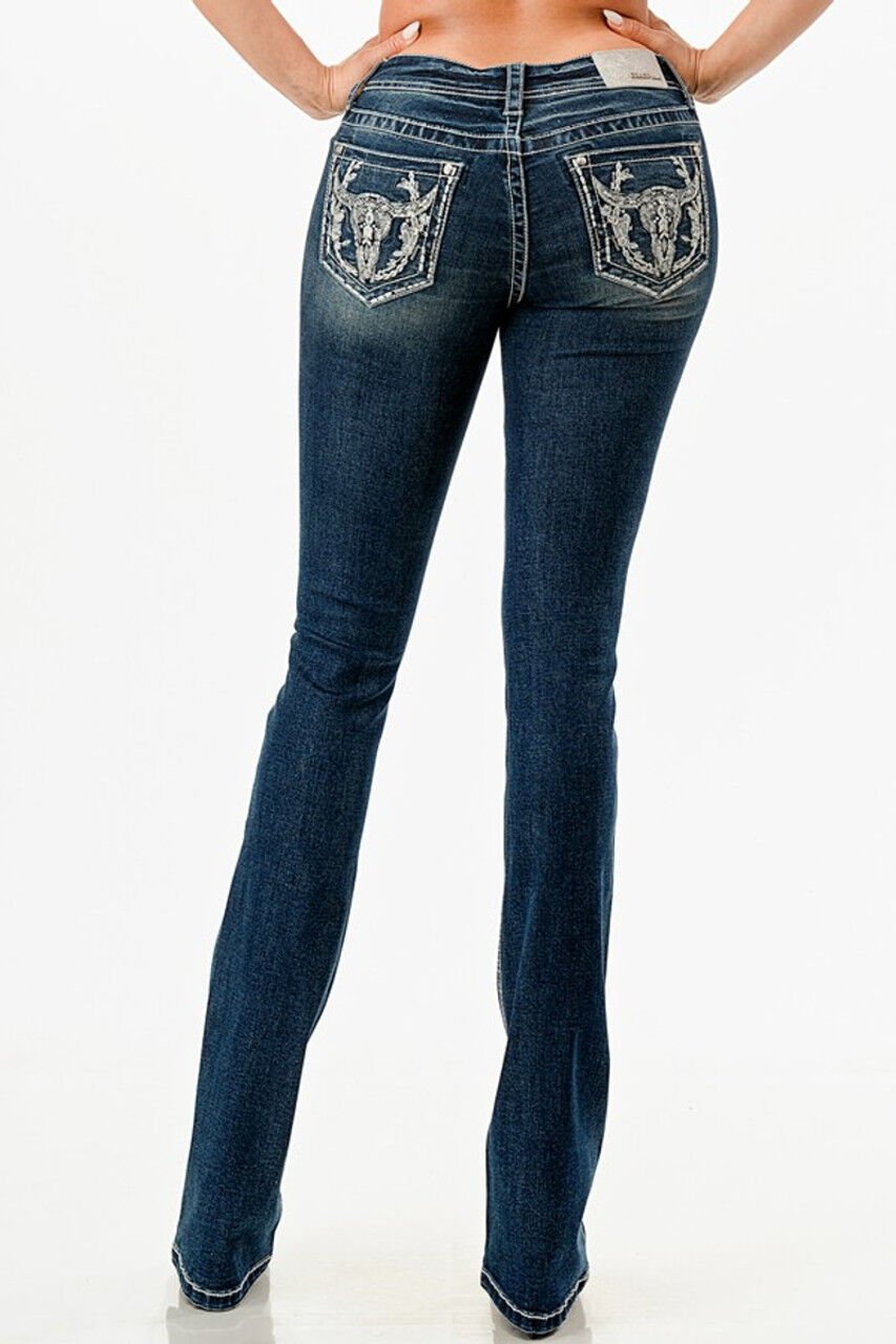 Grace In LA Women's Aztec Longhorn Bootcut Jeans