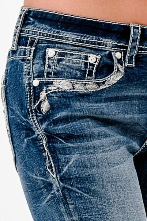 Grace In LA Girl's Lunar Dreamcatcher Rhinestone Pocket Jean