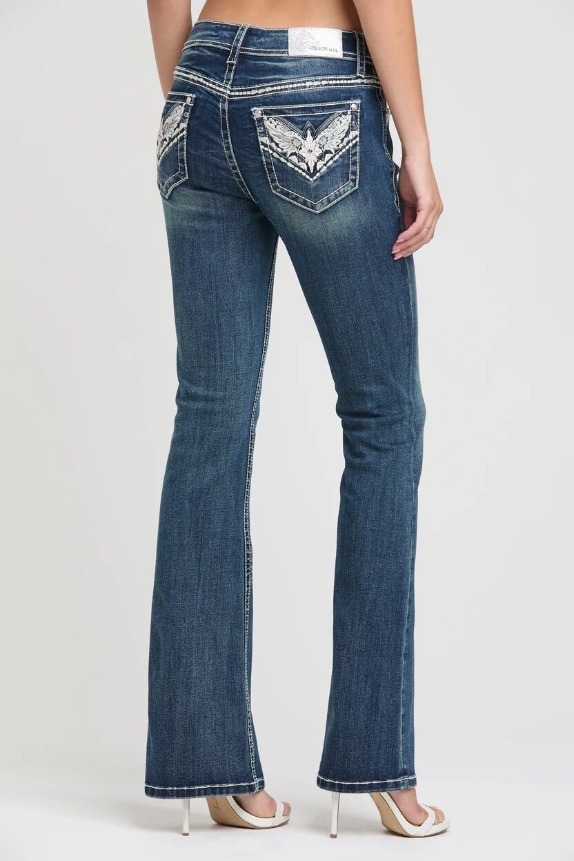 Grace In LA Girl's Embroidery Detail Flare Jeans