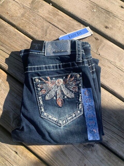 Grace In LA Women's Plus Size Dragonfly Jeans