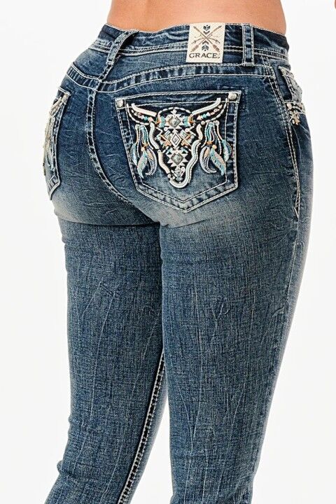 Grace In LA Girl's Cattle Feather Embellished Capri Jean