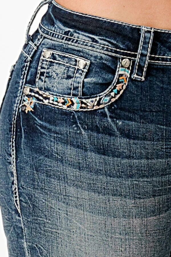 Grace In LA Girl's Cattle Feather Embellished Capri Jean