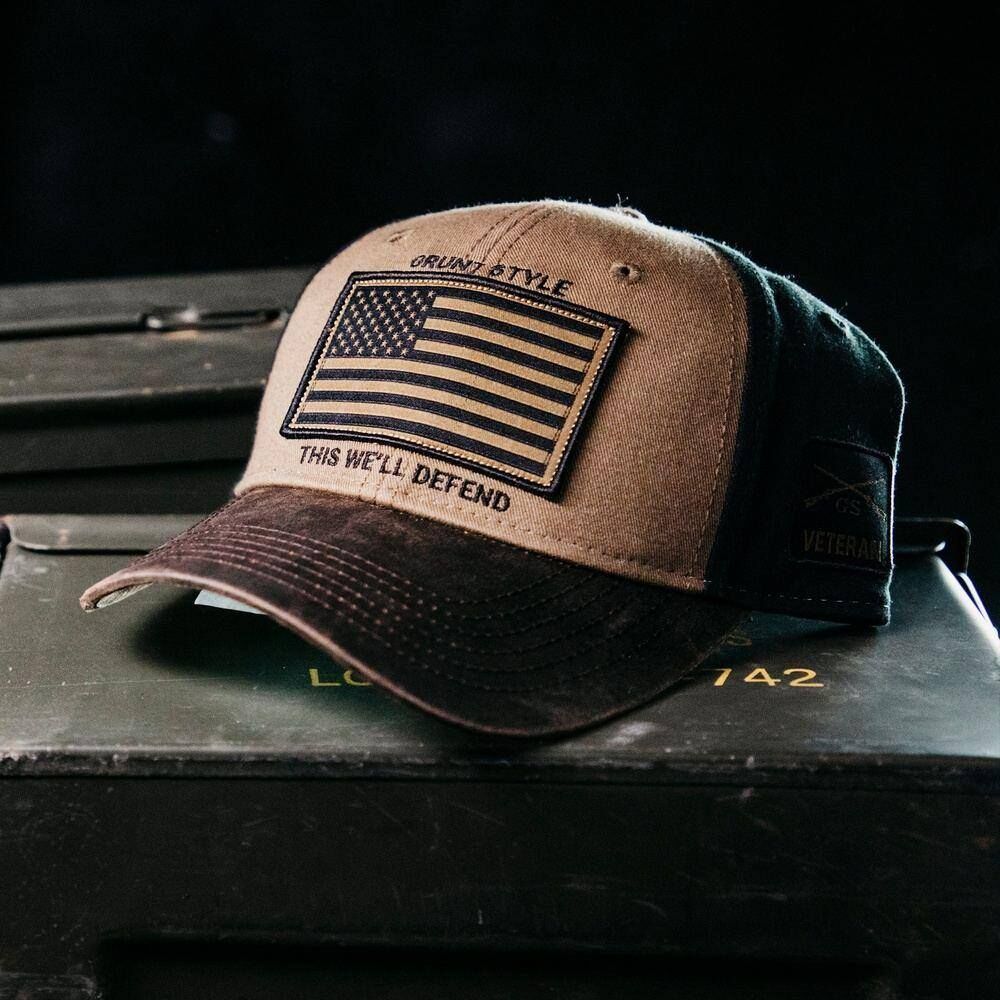 Grunt Style Men's Veteran Flag Hat in Brown