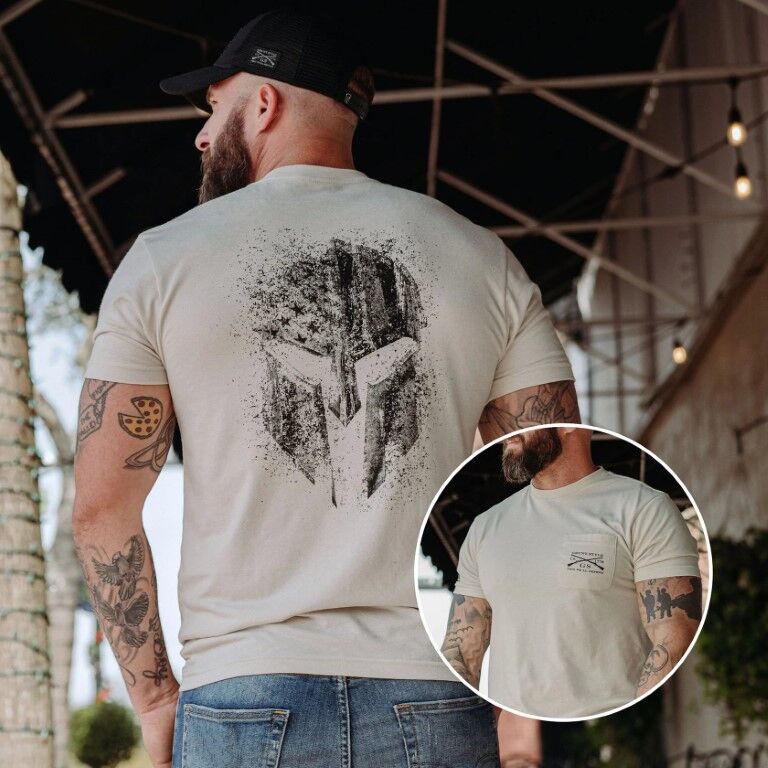 Grunt Style Men's American Spartan Pocket Short Sleeve T-Shirt in Sand