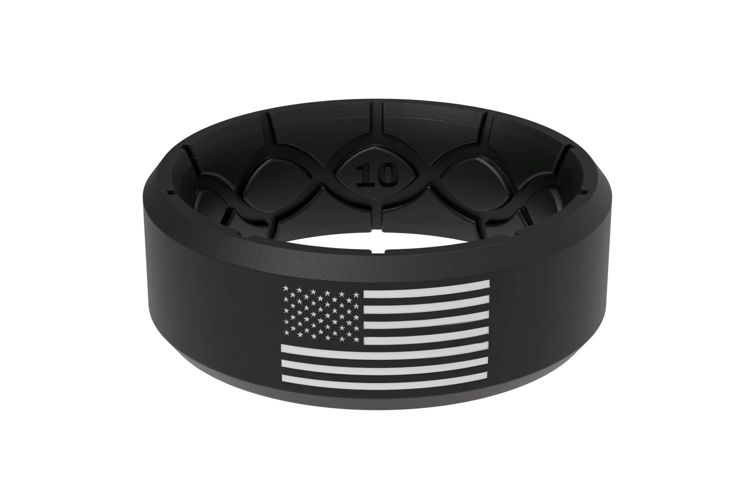 Groove Life Edge Hero America Black & White Flag Ring, Size 11