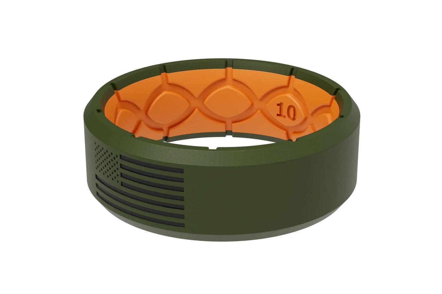 Groove Life Edge Hero America Moss Green & Black Flag Ring, Size 12