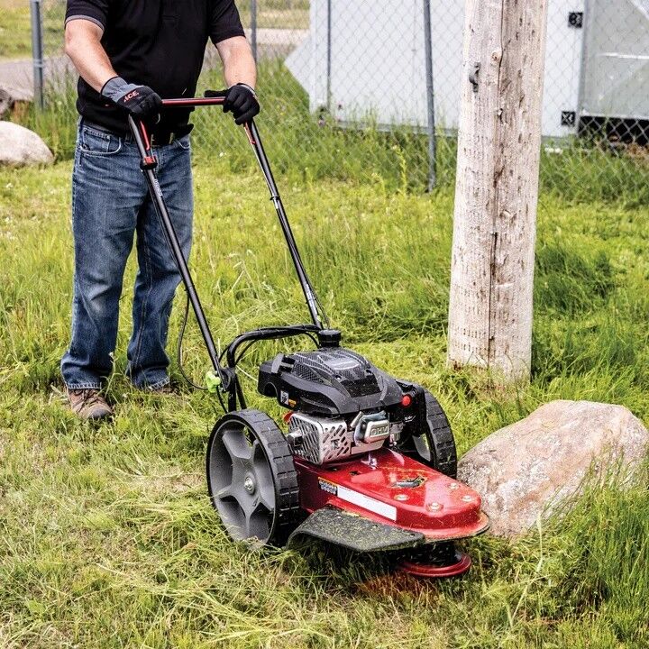 Earthquake 22-In Gas Wide Wheel Walk Behind Push Trimmer Mower
