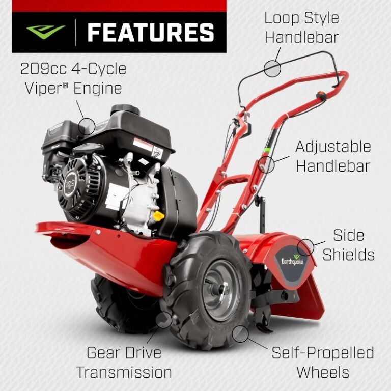 Earthquake Victory 209cc Gas Rear Tine Tiller, 16 in.