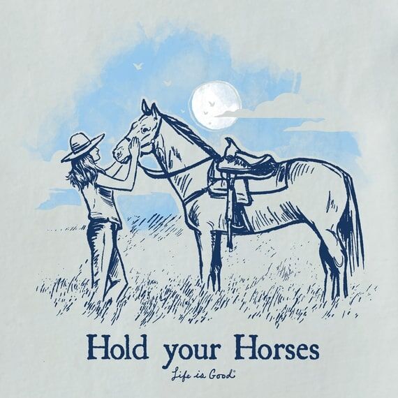 Life Is Good Women's Hold Your Horses Short Sleeve T-Shirt in Fog Grey