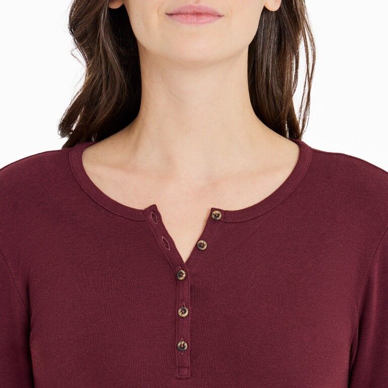Life Is Good Women's Solid Modal Ribbed Henley Shirt