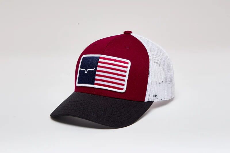 Kimes Ranch Men's American Trucker Hat in Burgundy