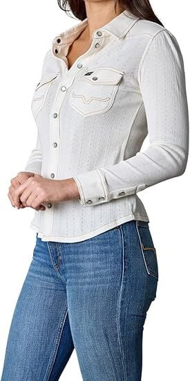 Kimes Ranch Women's Isabel Pointelle Long Sleeve Snap Shirt