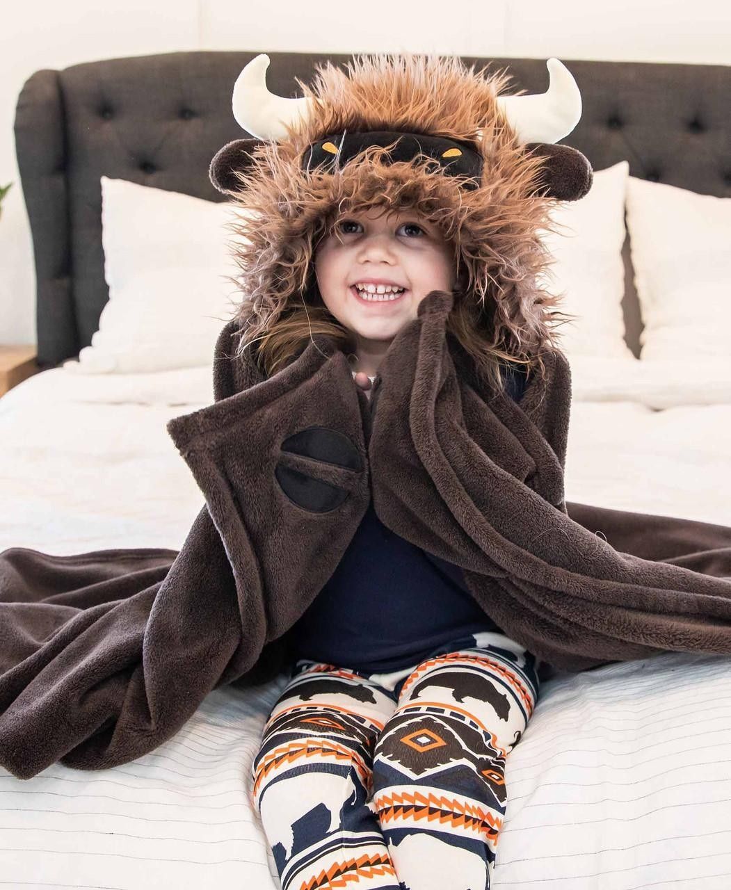 LazyOne Buffalo Kid's Hooded Blanket