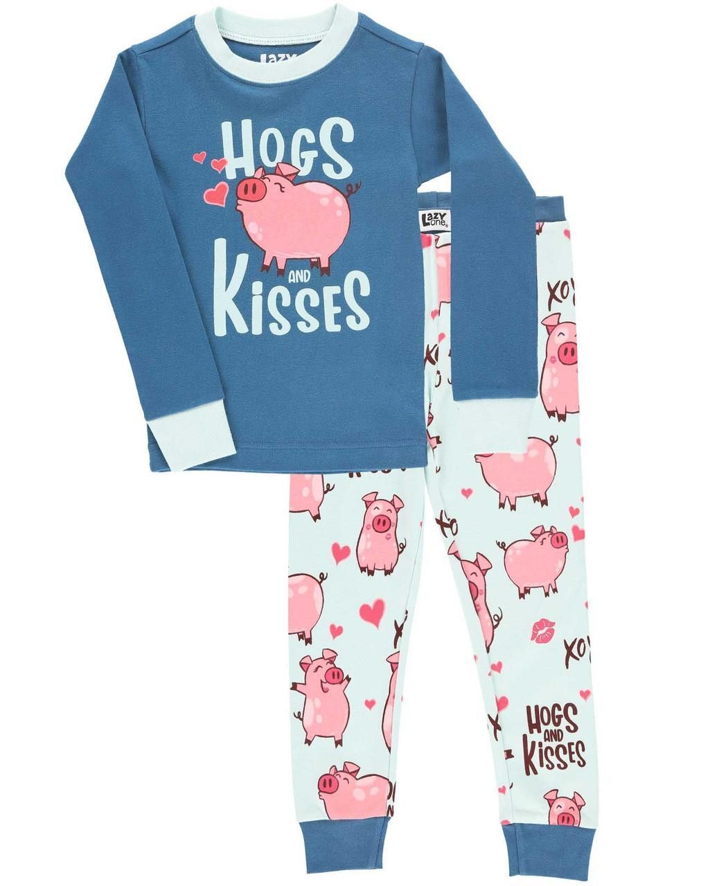 LazyOne Kid's Hogs & Kisses Long Sleeve PJ's