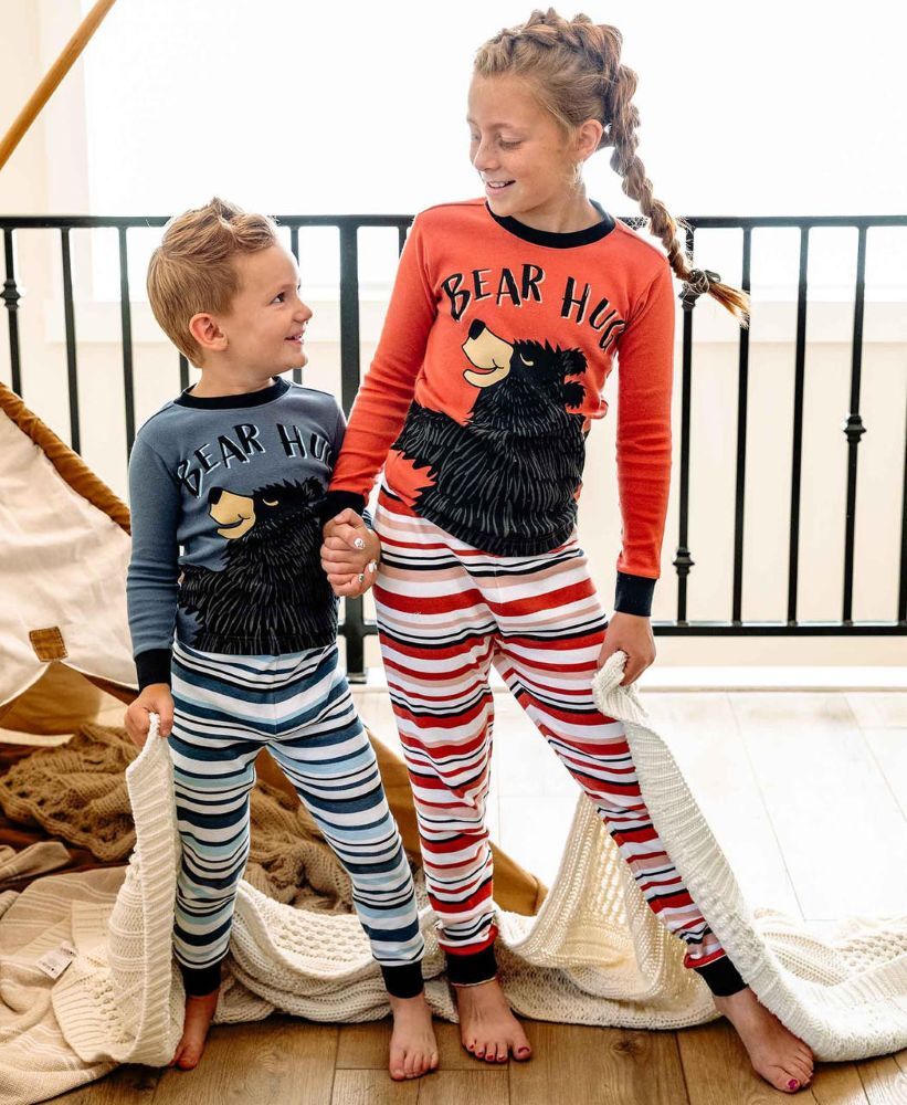 LazyOne Kids' Bear Hug Long Sleeve PJ's