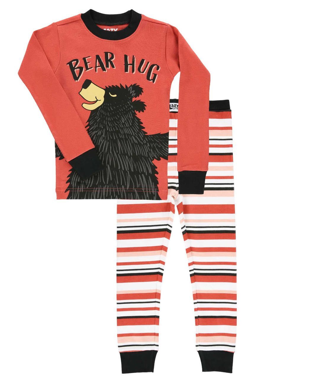 LazyOne Kids' Bear Hug Long Sleeve PJ's