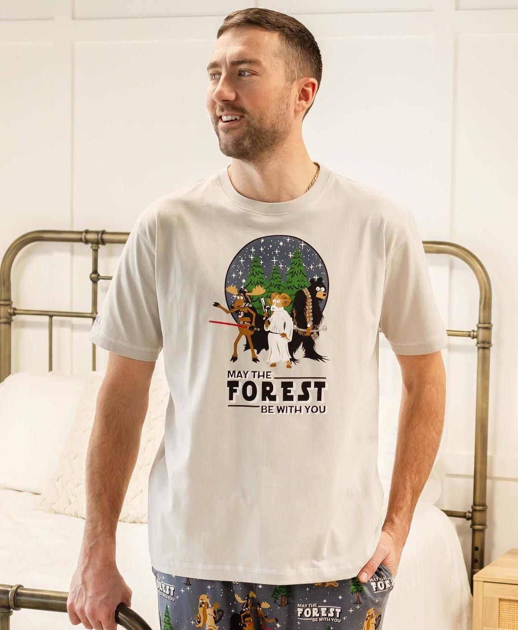 LazyOne Men's May the Forest Be With You PJ Tee