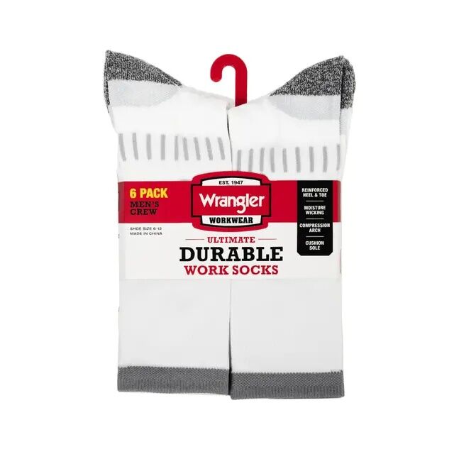 Wrangler Men's Peak Durable Socks, 6-Pk
