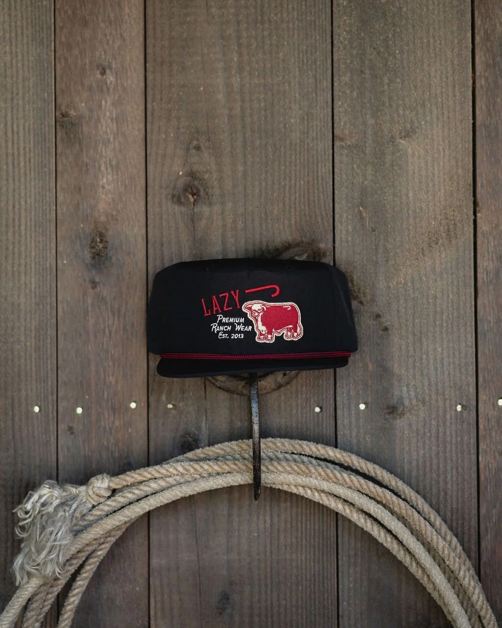 Lazy J Ranch Men's Premium Ranch Rope Trucker Hat in Black