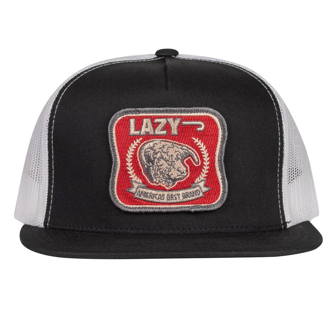 Lazy J Ranch Men's America's Best Brand Classic 5 Panel Trucker Hat in Black/White