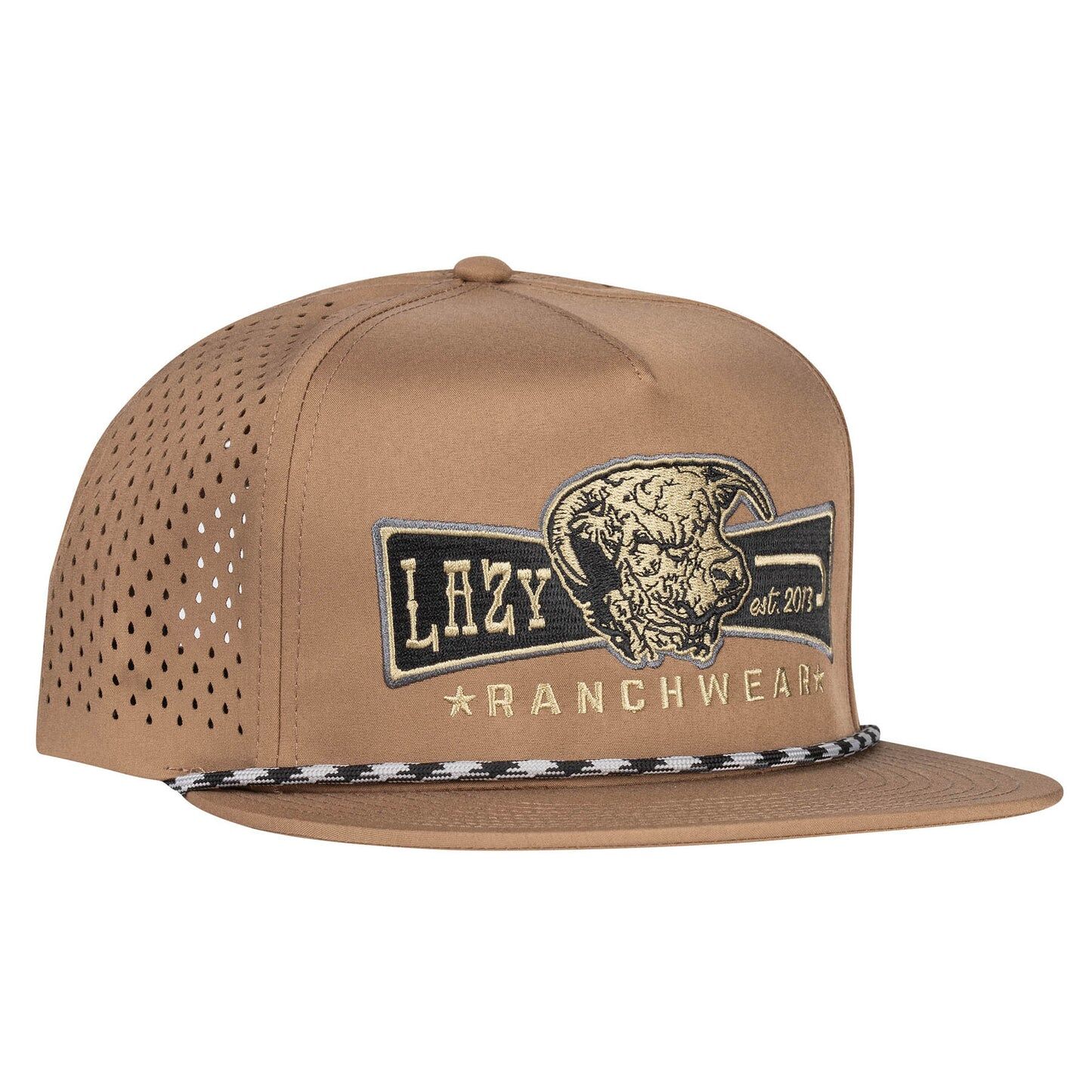 Lazy J Ranch Men's Diamond Banner Performance Rope Trucker Hat in Tan