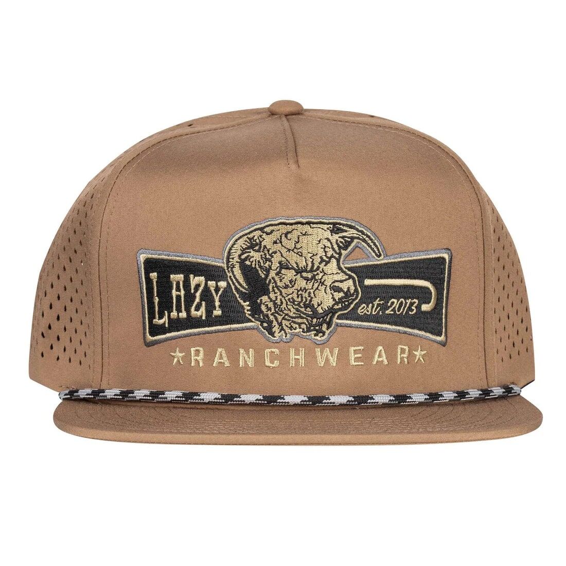 Lazy J Ranch Men's Diamond Banner Performance Rope Trucker Hat in Tan