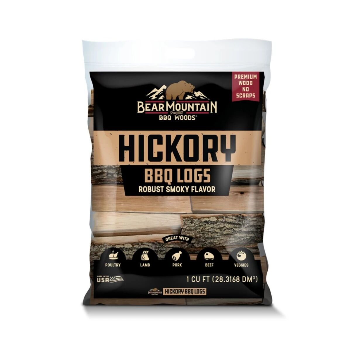 Bear Mountain Hickory BBQ Logs, 1-Cu Ft