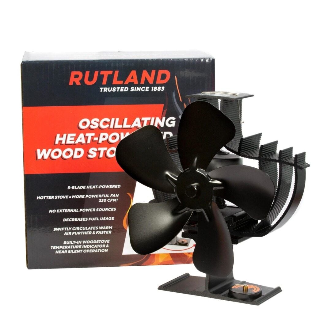 Rutland 5 Blade Heat Powered Oscillating Wood Stove Fan