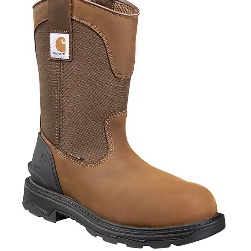 Carhartt Men's Ironwood Waterproof 11-In Soft Toe Wellington Boot in Bison Brown Oil Tan