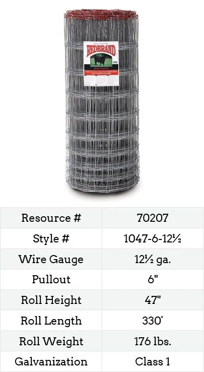 Red Brand Square Deal 12 1/2 Gauge Field Fence, 47-in X 330-Ft