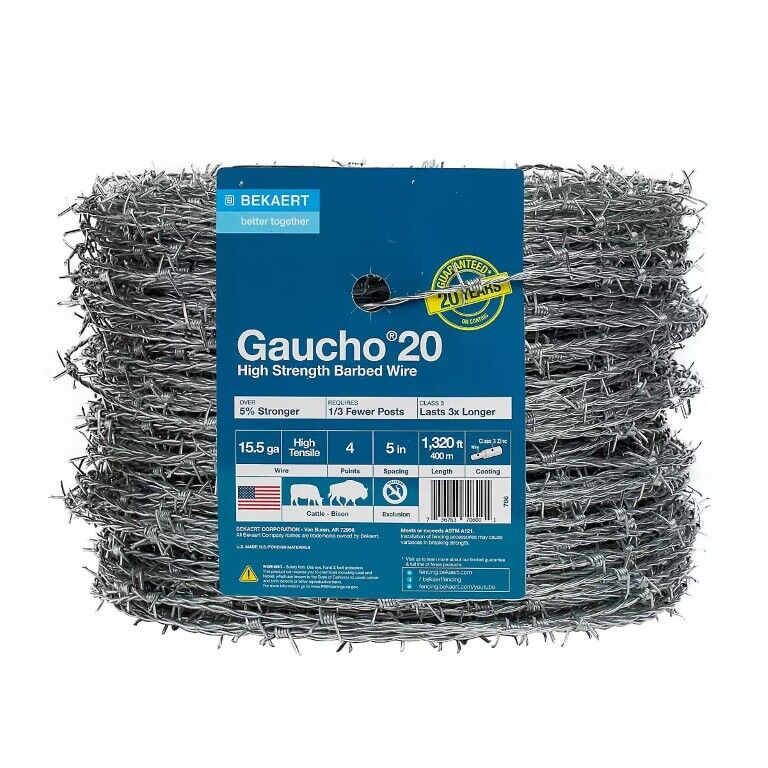 Gaucho 20  4-Point 15.5 Gauge 5-In Spacing High Tensile Barbed Wire, 1320-Ft