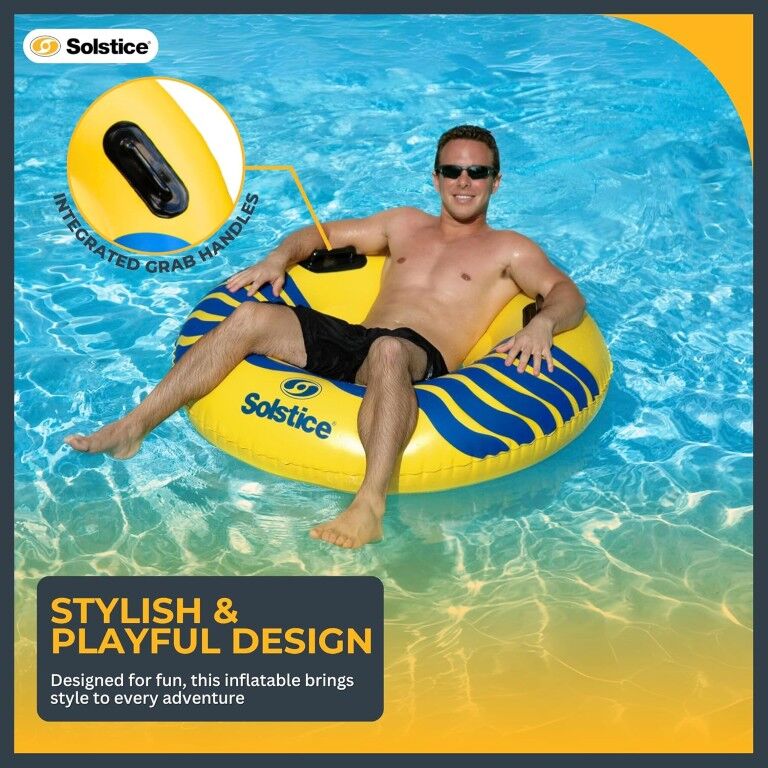 Solstice RiverRough Series 1 Person Large Inflatable River Raft Tube, 48-In