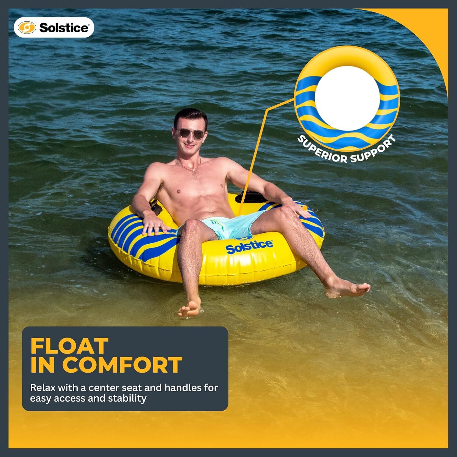 Solstice RiverRough Series 1 Person Large Inflatable River Raft Tube, 48-In