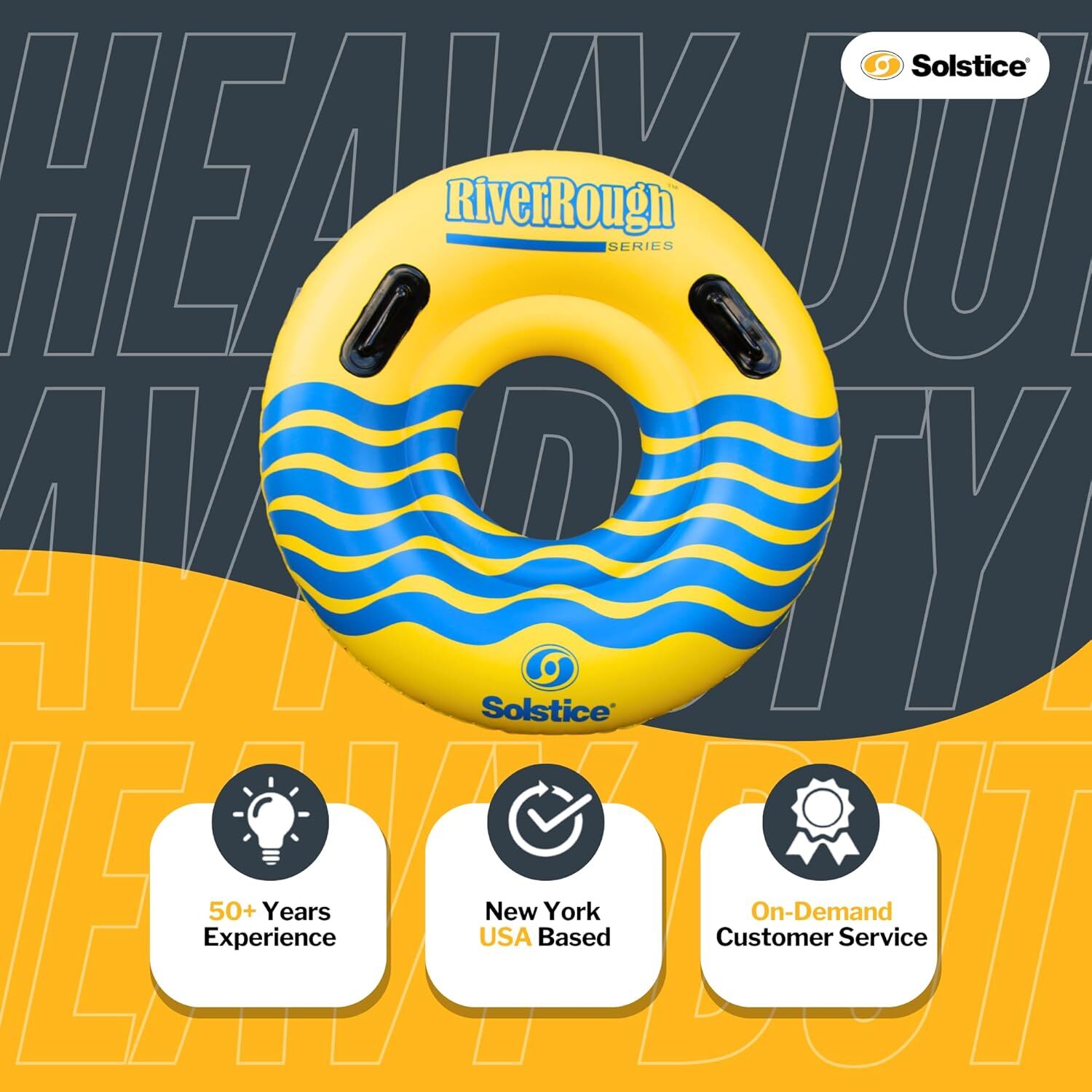 Solstice RiverRough Series 1 Person Large Inflatable River Raft Tube, 48-In