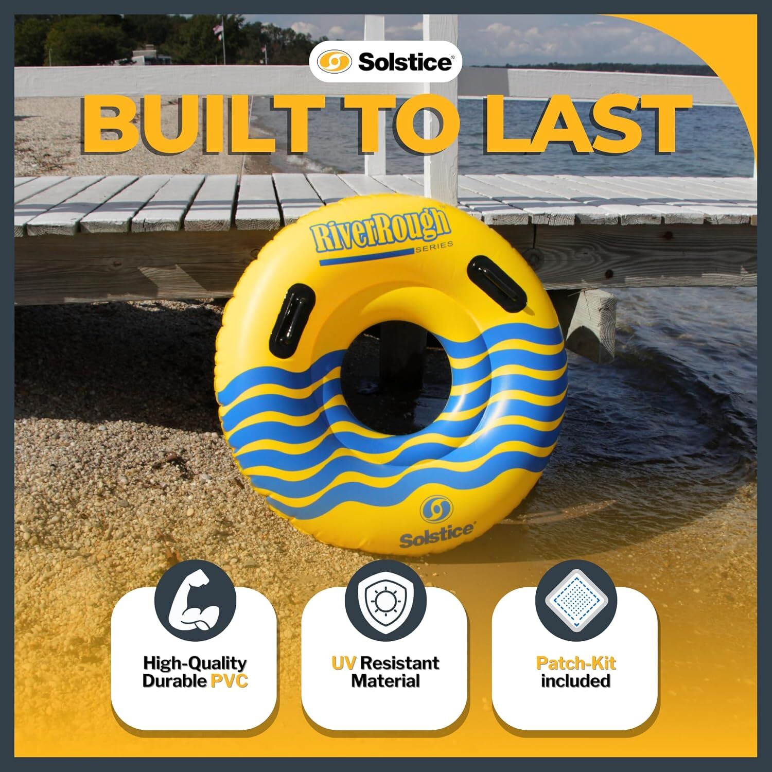 Solstice RiverRough Series 1 Person Large Inflatable River Raft Tube, 48-In