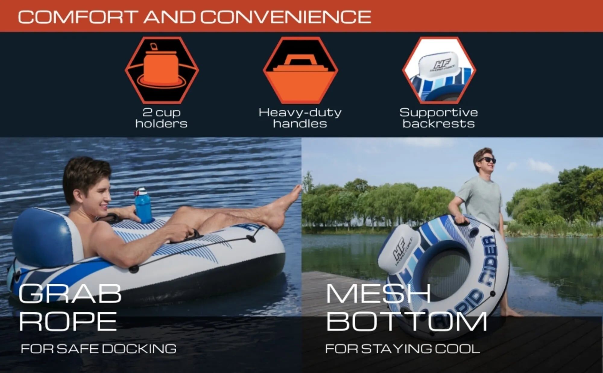 Bestway Hydro-Force Rapid Rider Single River Tube, 48-In