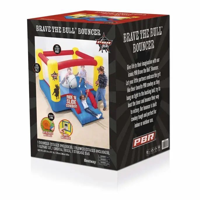 Bestway PBR Brave the Bull Inflatable Child Bouncer, 11-Ft x 8-Ft 6-In x 6-Ft 1-In