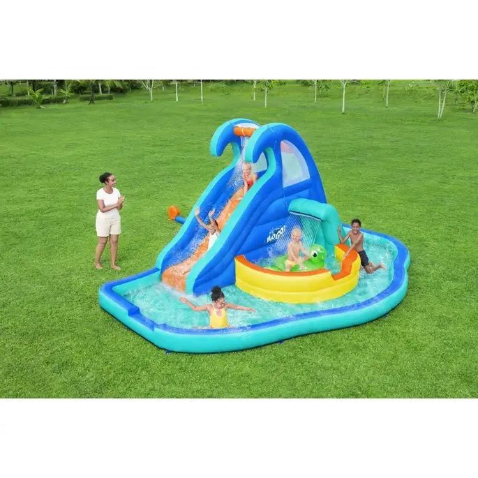 Bestway H2OGO! Wavetastic Kids Inflatable Water Park with Turtle Pool Float Ride-On, 16-Ft