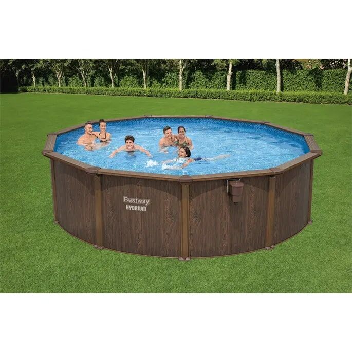 Bestway Hydrium Steel Wall Above Ground Round Pool Set, 18-Ft X 52-In