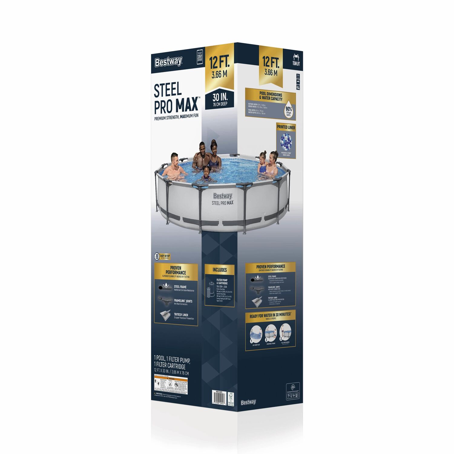 Bestway Steel Pro MAX 12-Ft x 30-In Round Above Ground Pool Set
