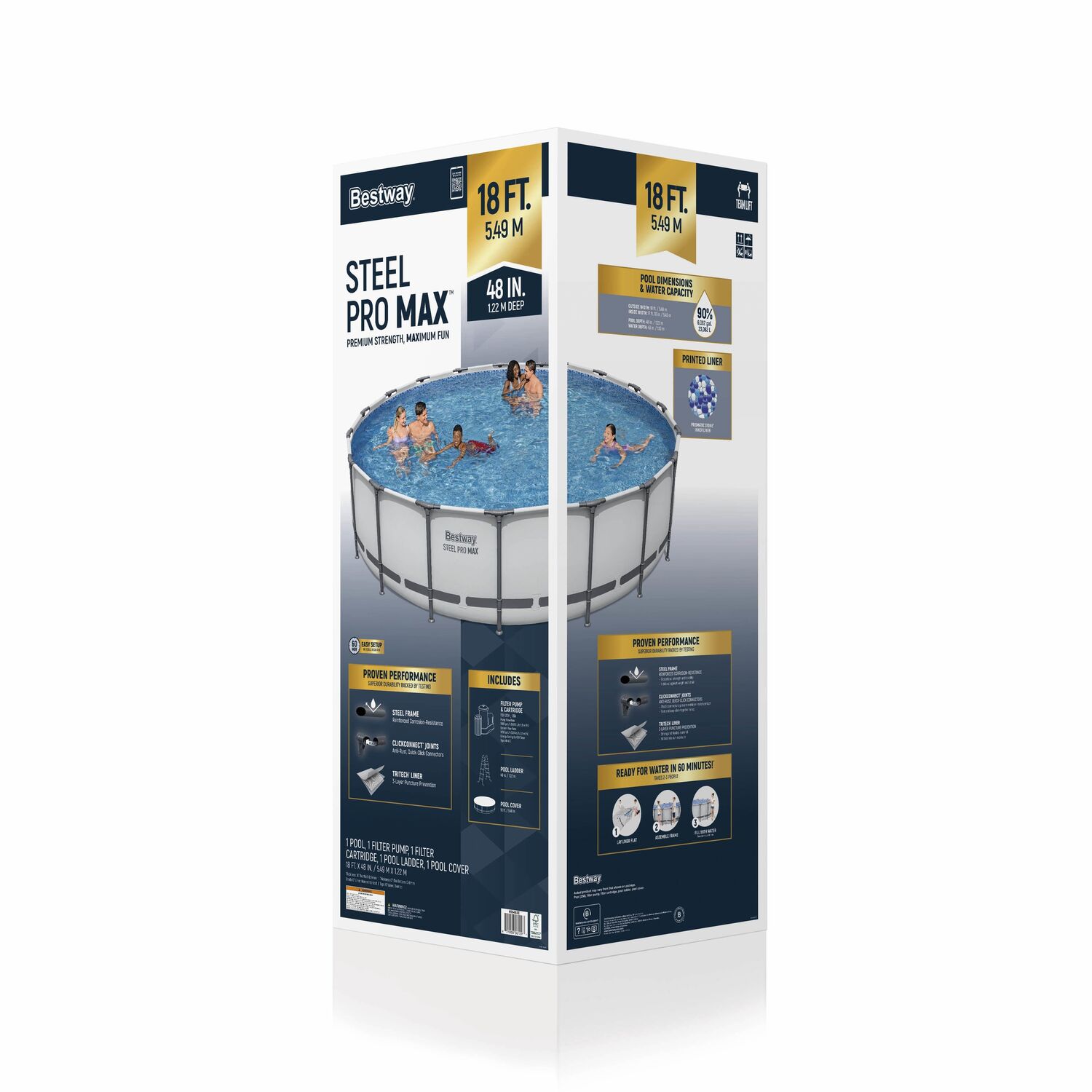Bestway Steel Pro MAX Round Above Ground Pool Set, 18 ft. x 48 in.