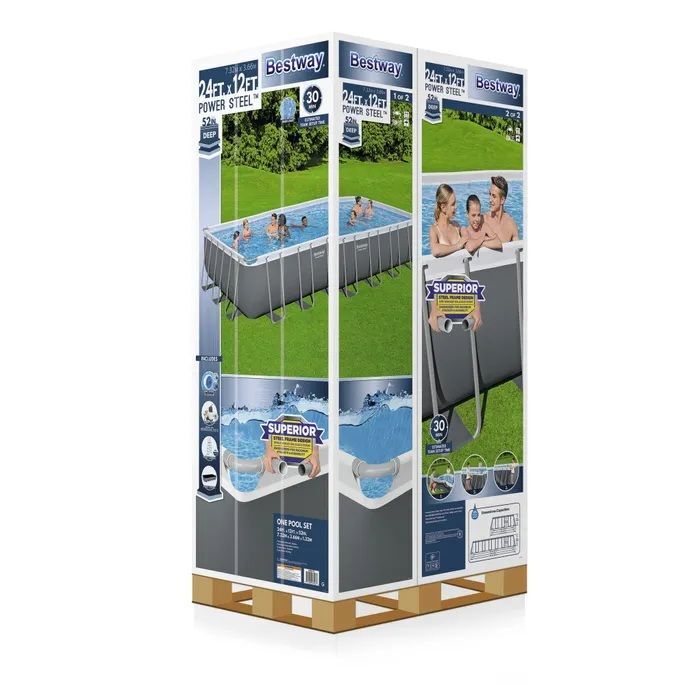Bestway Power Steel Above Ground Pool Set, 14-Ft x 12-Ft x 52-In