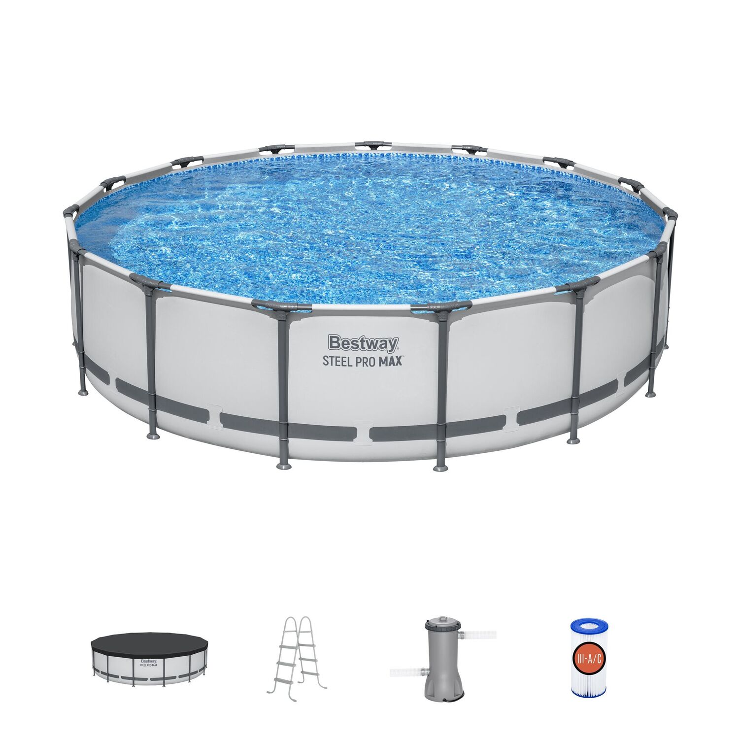 Bestway Steel Pro MAX Above Ground Pool Set, 15-Ft x 42-In