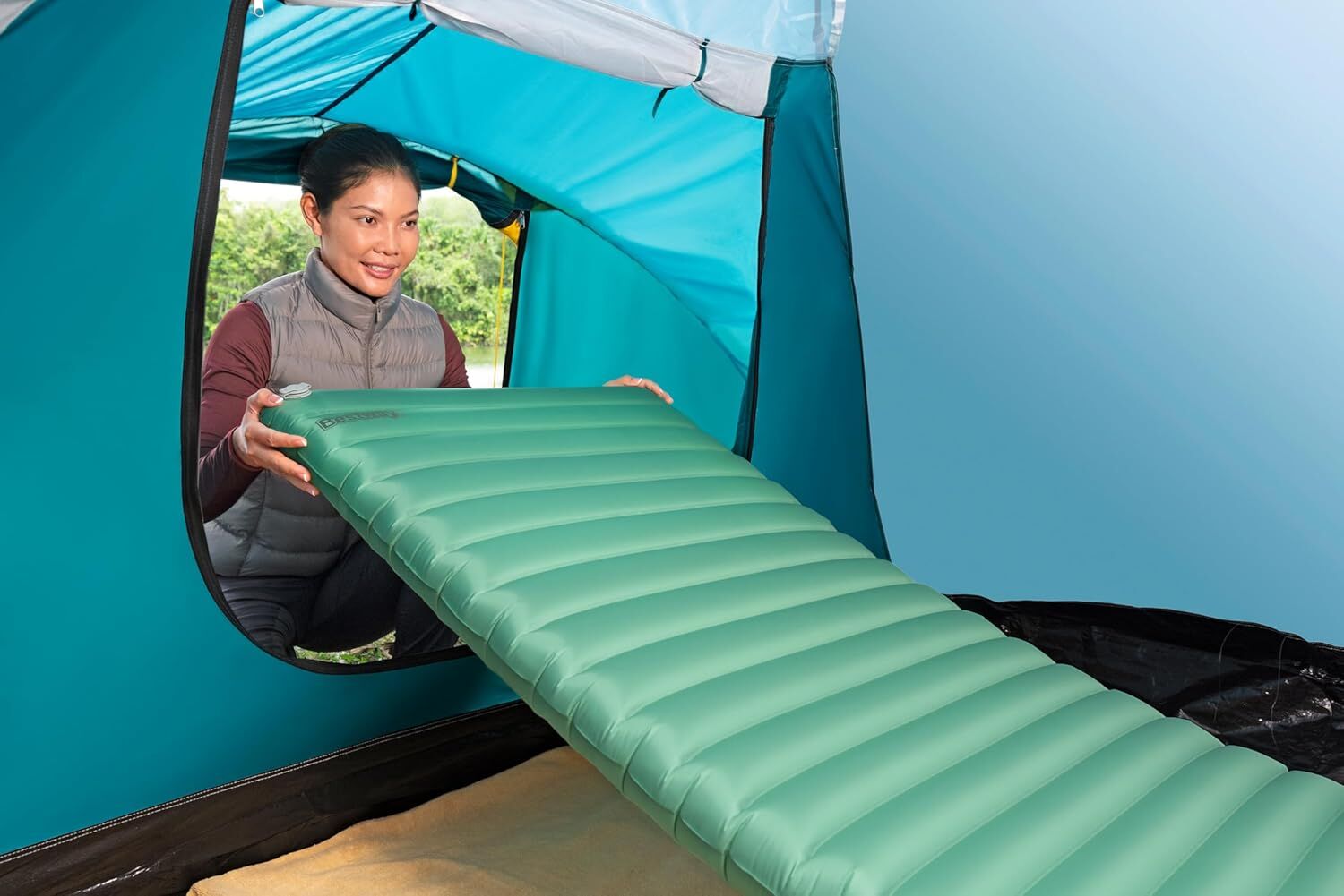 Bestway AdventuRest Insulated Large Rectangular Sleeping Air Pad, 78-In x 28-In x 3-In